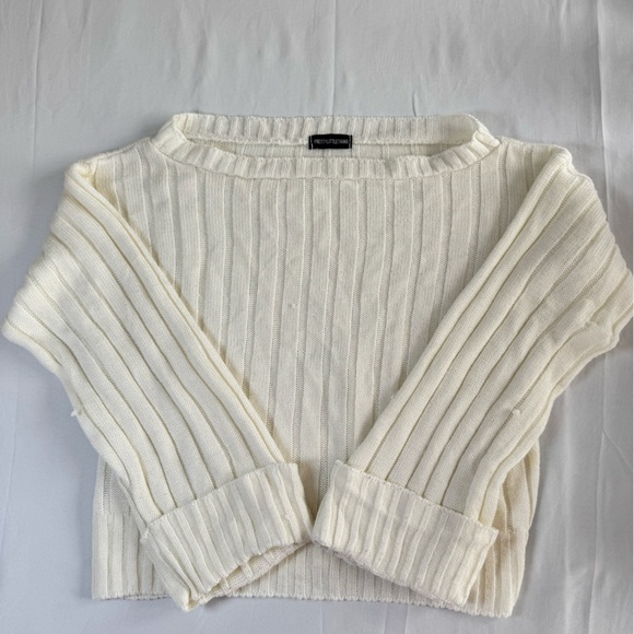Cream Ribbed Knit Sweater - Picture 3 of 8